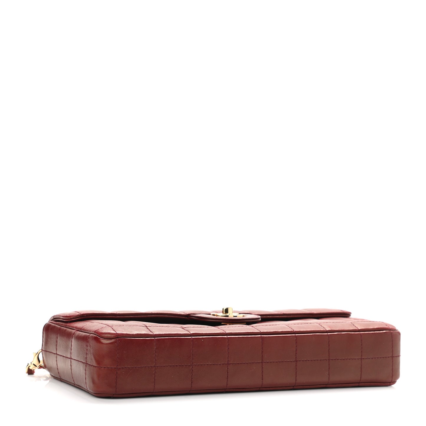 Lambskin East West Chocolate Bar Flap Bordeaux