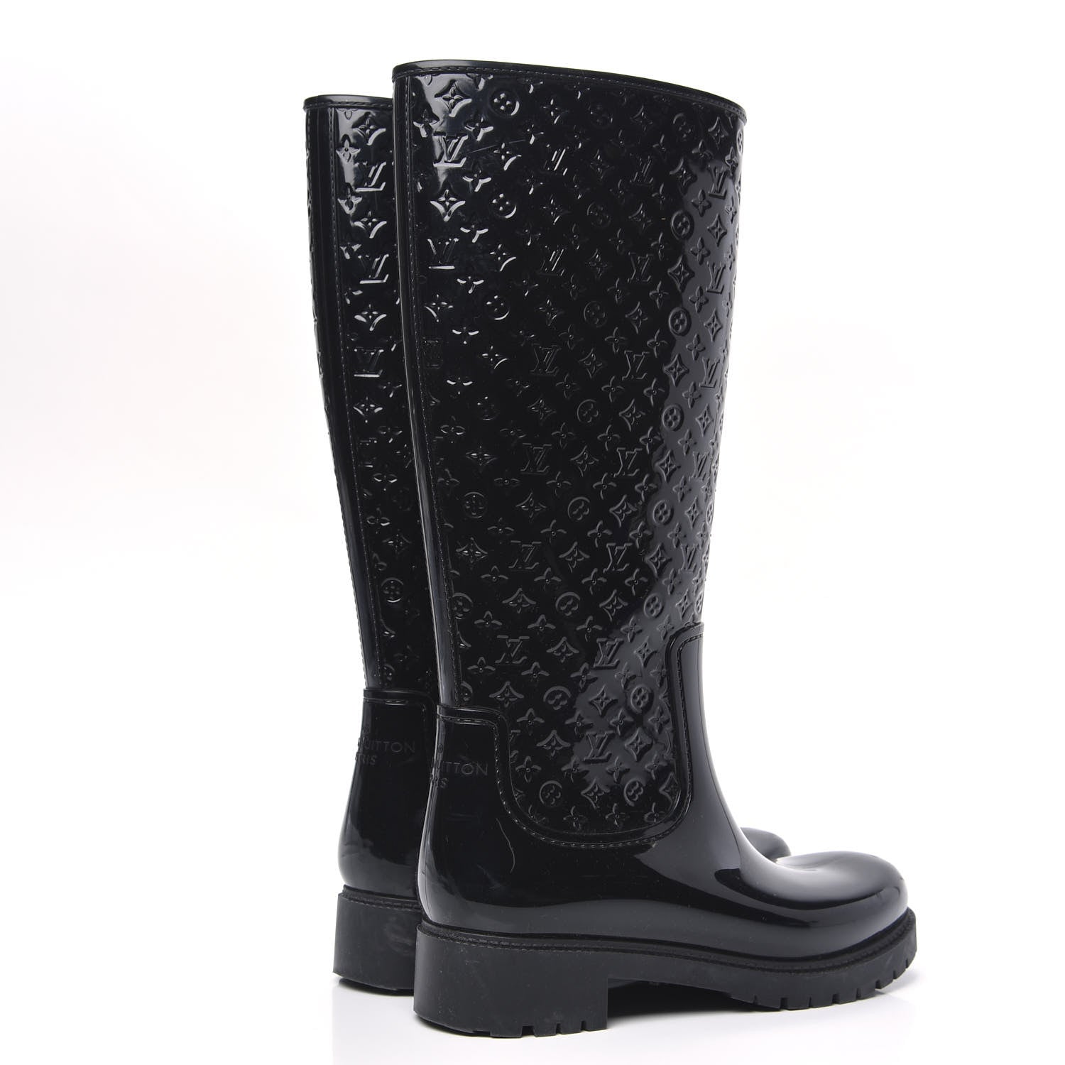 Louis Vuitton Rubber Embossed Monogram Splash Rain Boots 40 Black 4 of 8