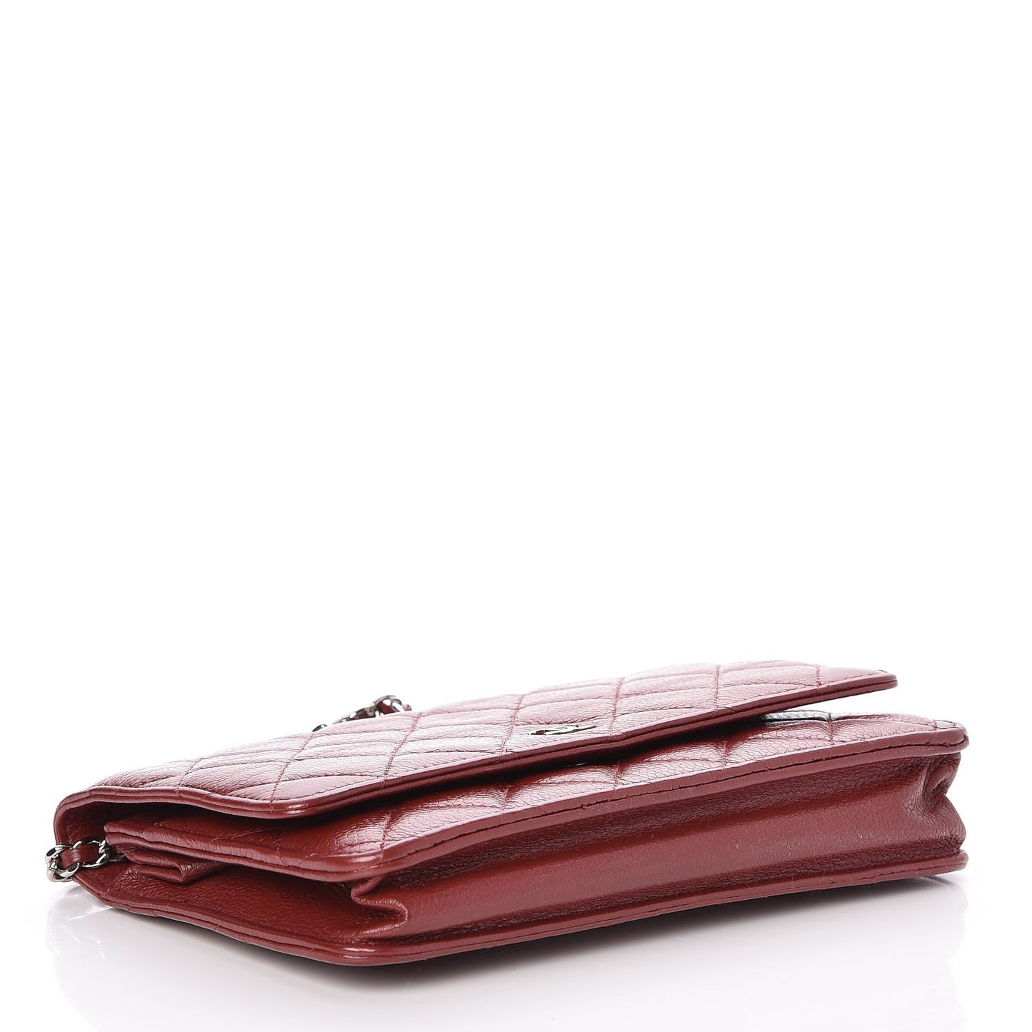 Caviar Quilted Wallet On Chain WOC Burgundy