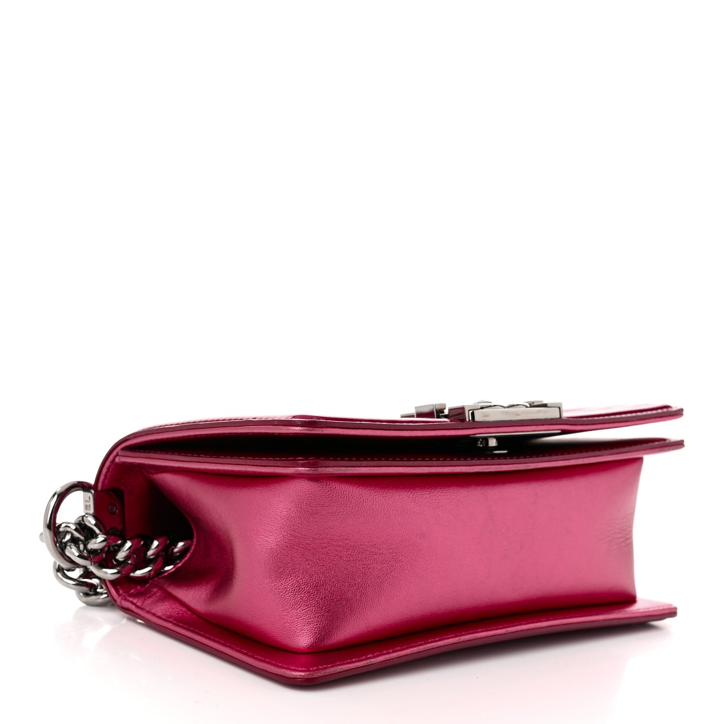 Metallic Patent Calfskin Quilted Small Boy Flap Pink