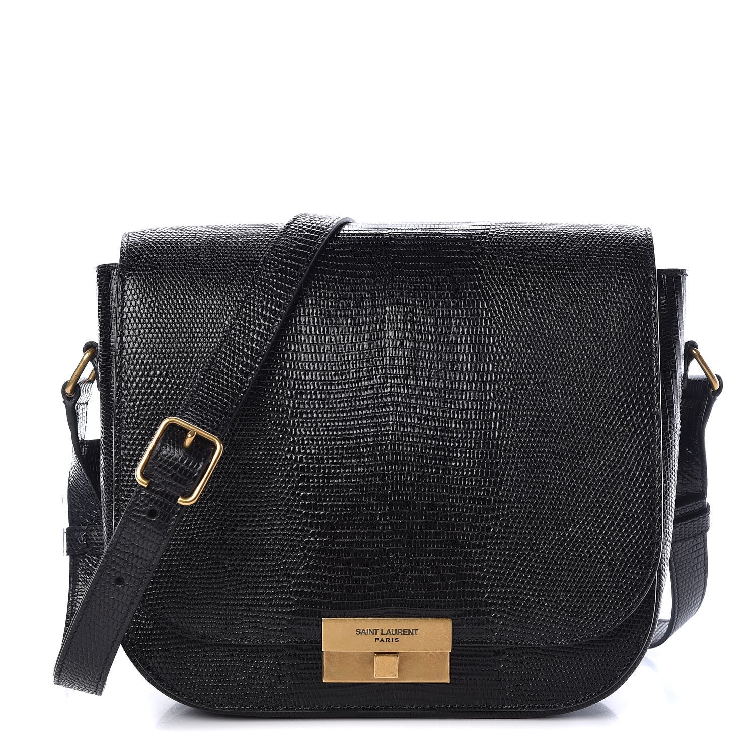 Saint Laurent Lizard Calfskin Embossed Betty Messenger Black 1 of 9