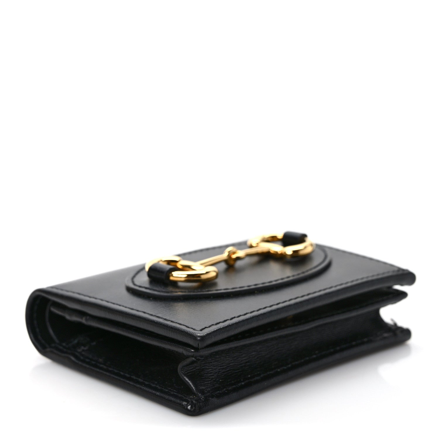 Gucci Boarded Plutone Calfskin Horsebit 1955 Card Case Wallet Black 4 of 8