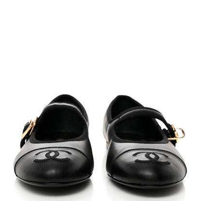 Chanel Lambskin Mary Jane Flats 37.5 Black 2 of 9