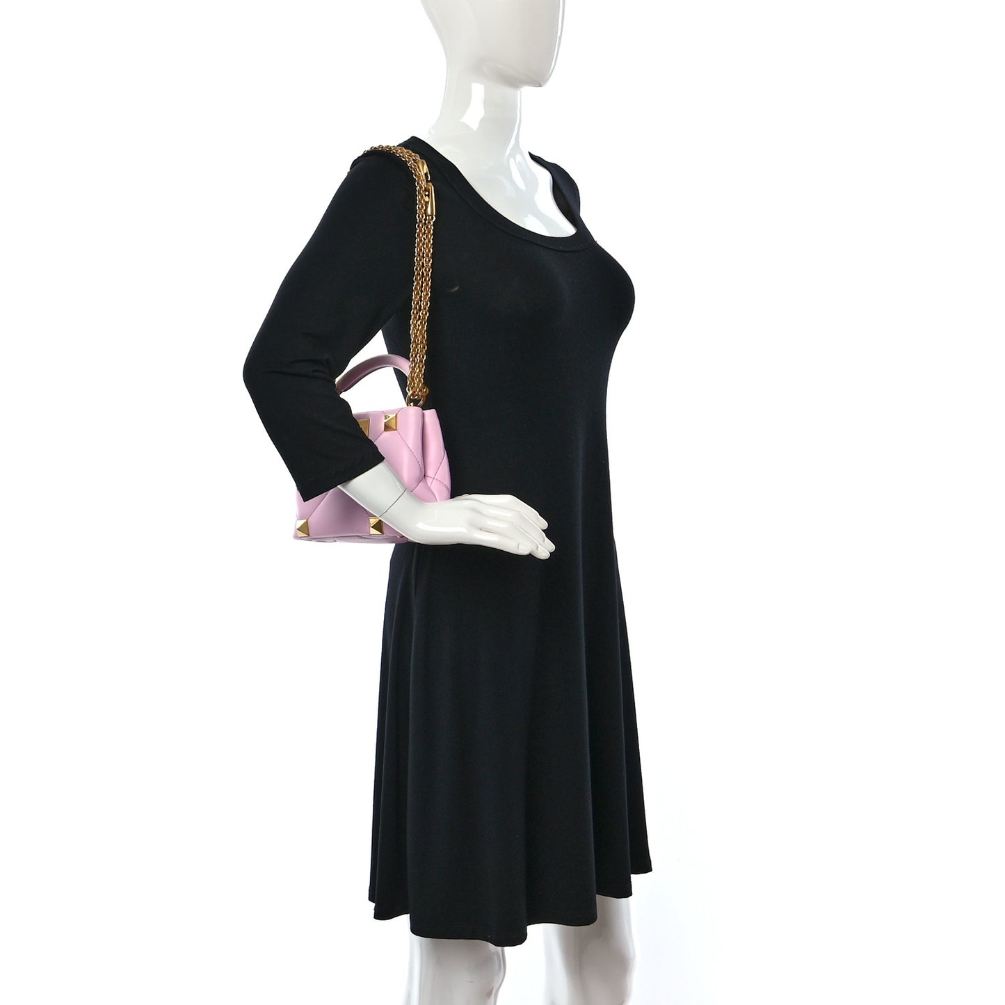 Nappa Mini Roman Stud The Handle Bag Pink Borealis