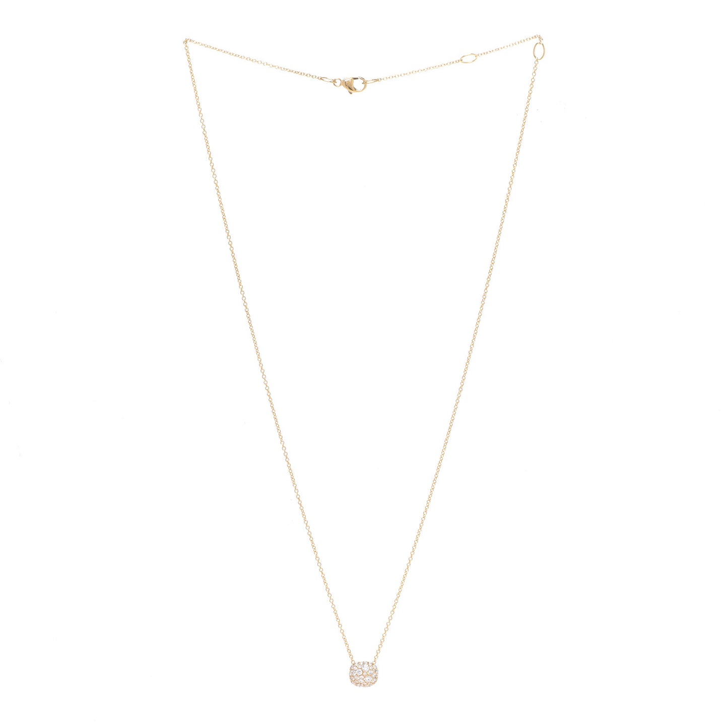 18K Yellow Gold Diamond Cushion Stud Pendant Necklace