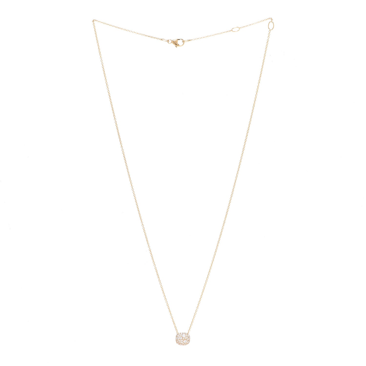 David Yurman 18K Yellow Gold Diamond Cushion Stud Pendant Necklace 3 of 5