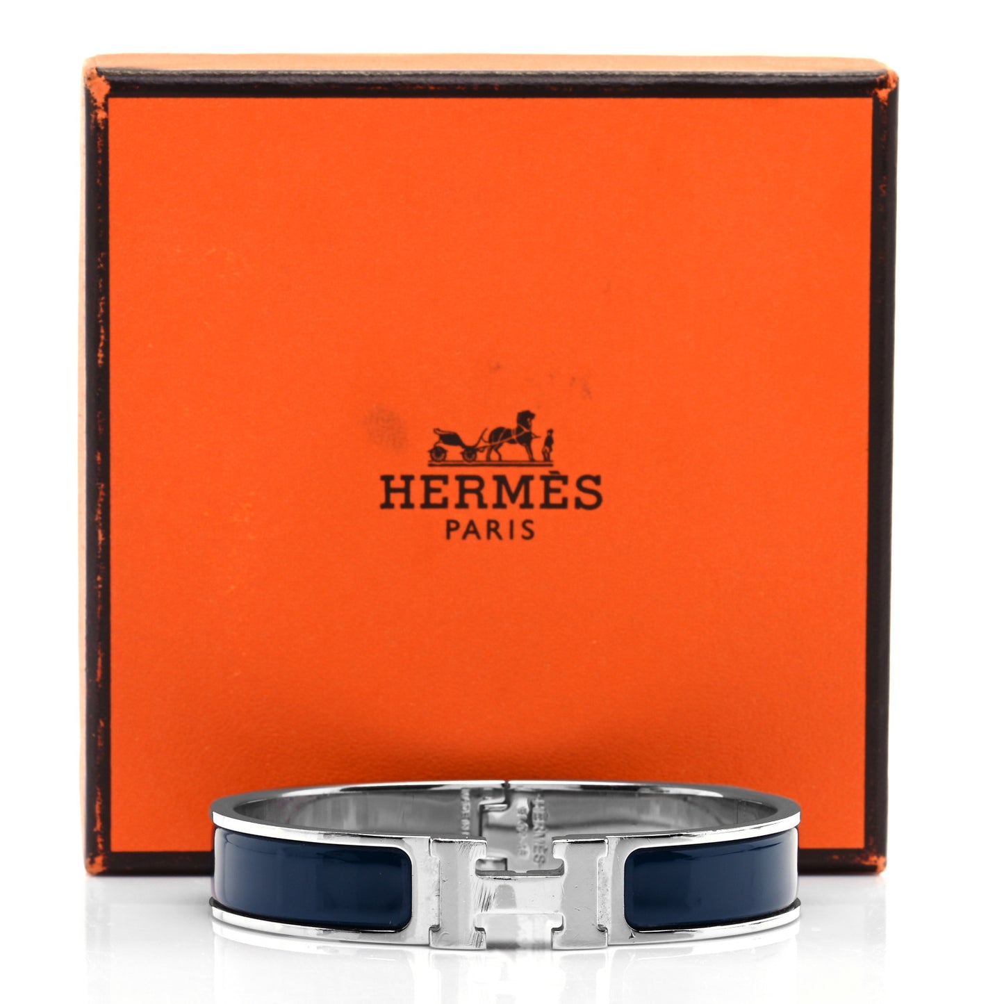 Narrow Enamel Clic Clac H Bracelet PM Bleu Nuit