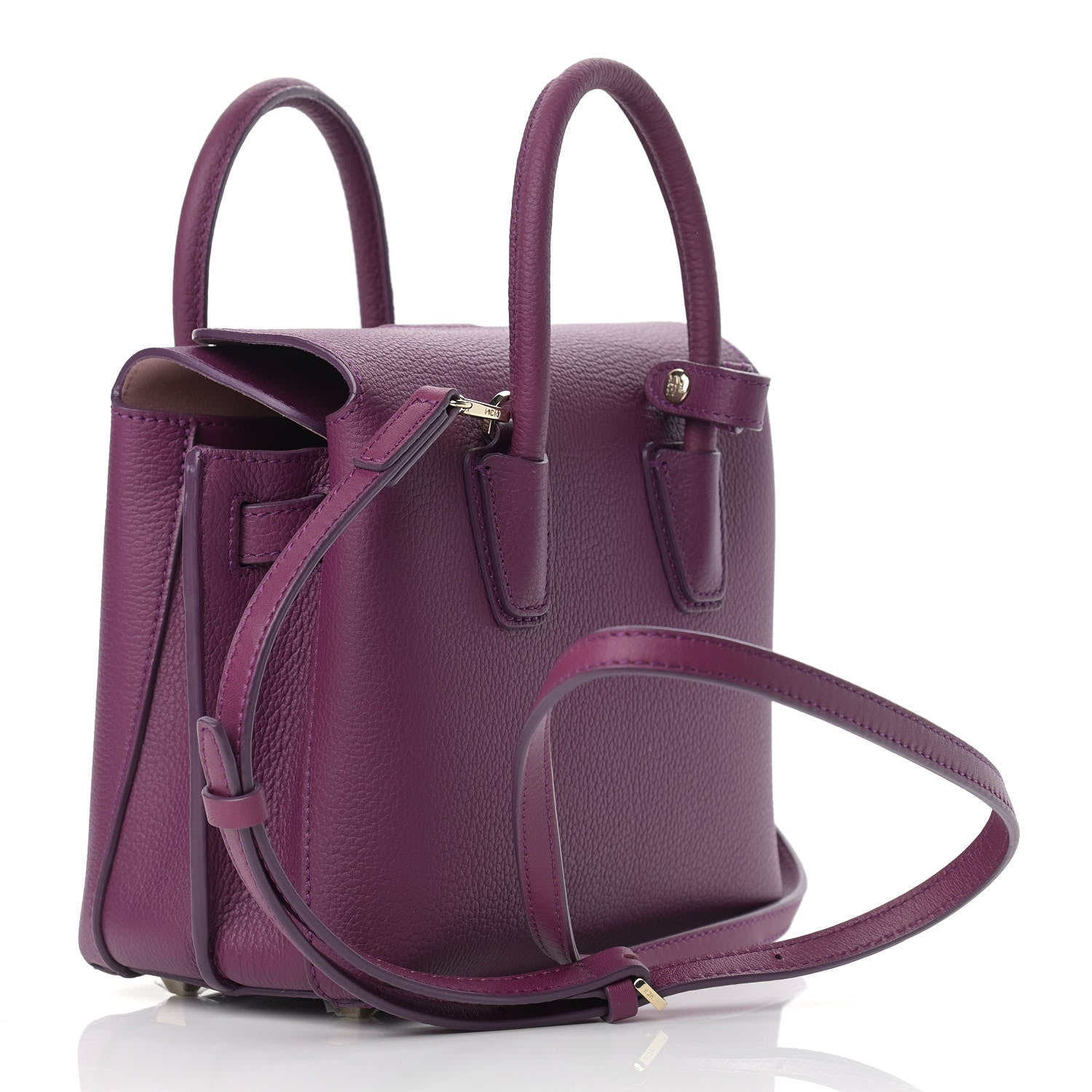 MCM Grained Calfskin Mini Milla Tote Purple 3 of 11