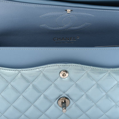 Chanel Patent Calfskin Quilted Medium Double Flap Turquoise 12 of 14