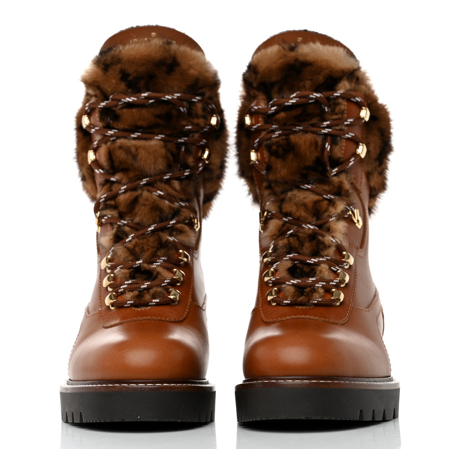 Calfskin Mink Territory Ranger Combat Boots 38 Cognac