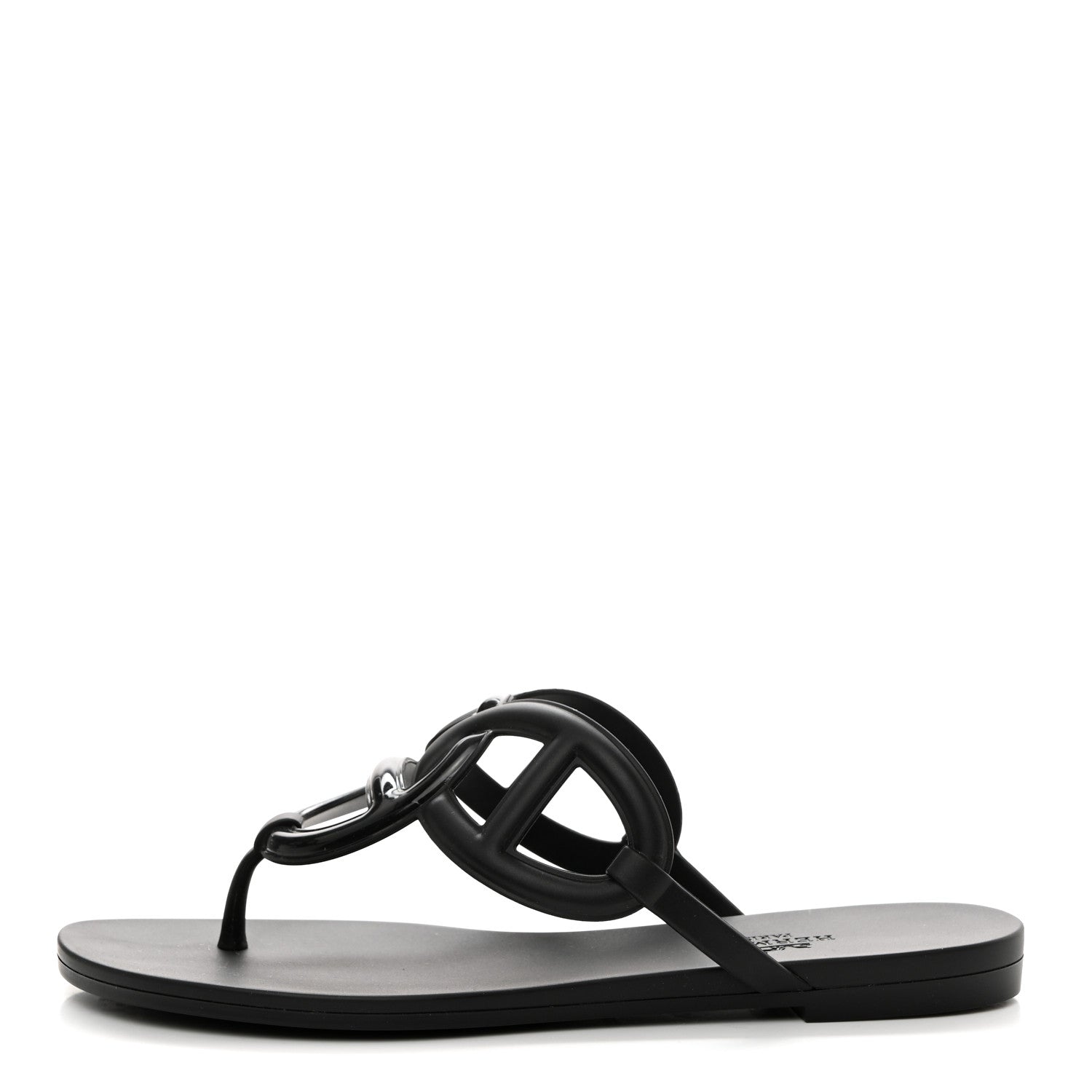 Hermes Rubber Womens Egerie Sandals 36 Black 1 of 9
