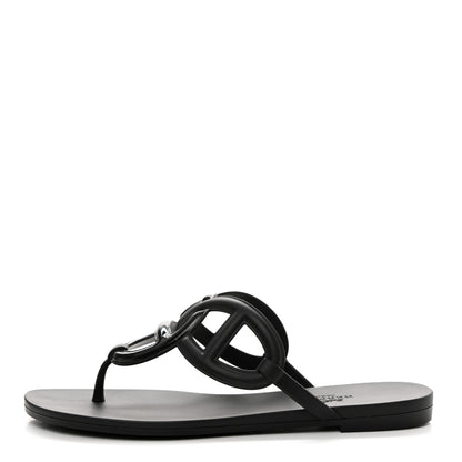 Hermes Rubber Womens Egerie Sandals 36 Black 1 of 9