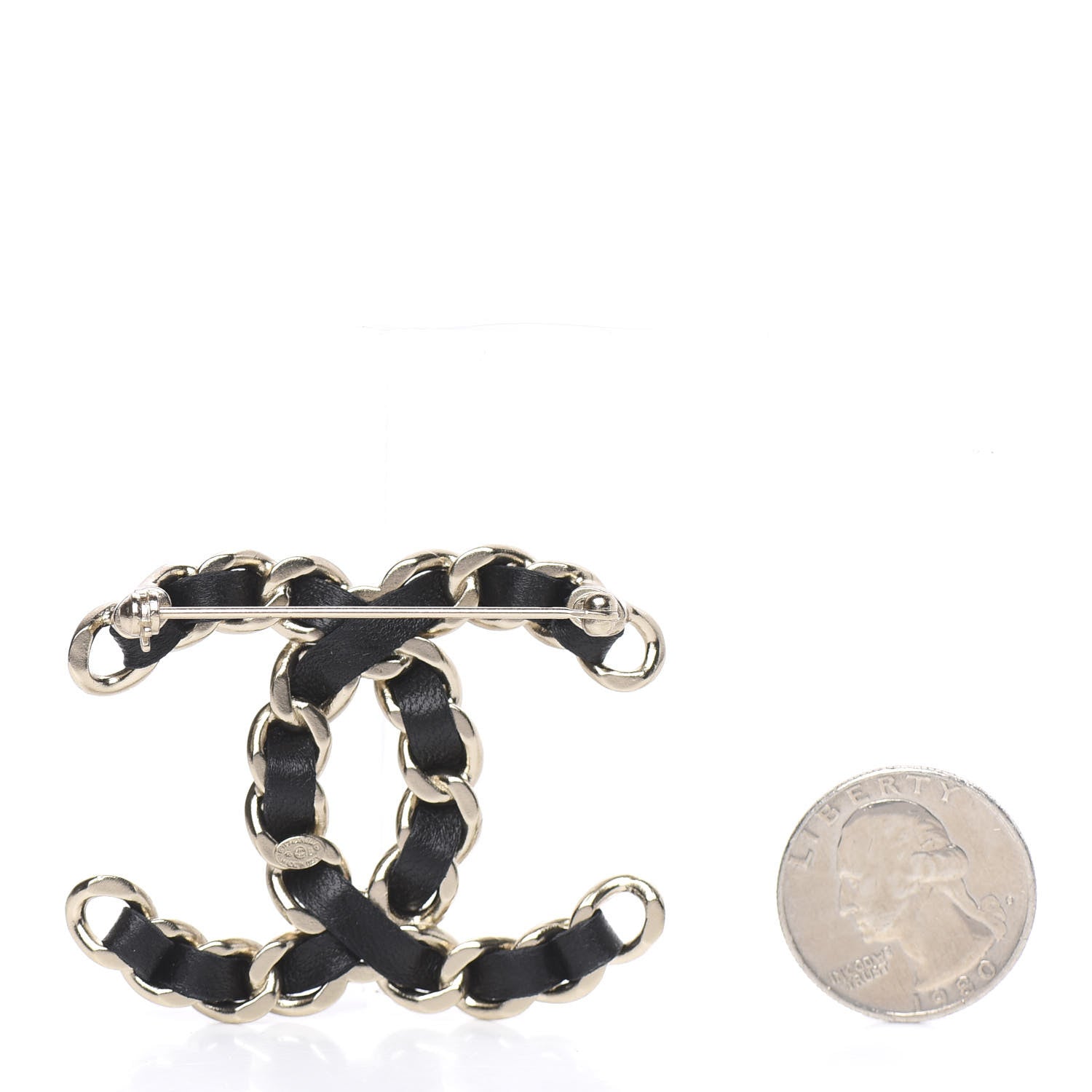 Chanel Lambskin Chain CC Brooch Black Gold 2 of 3