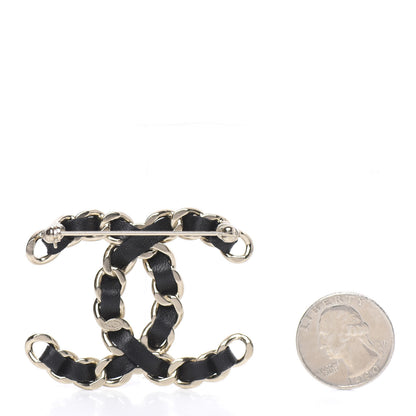 Chanel Lambskin Chain CC Brooch Black Gold 2 of 3