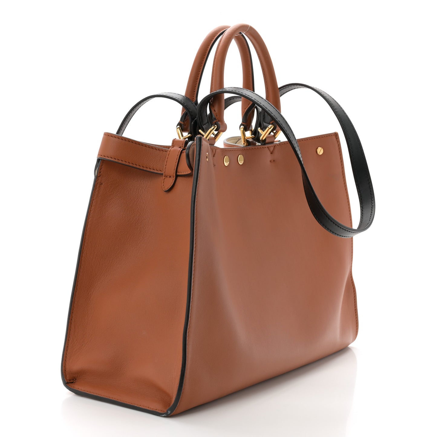Vitello Seta Century Small Peekaboo X-Tote Brandy Black