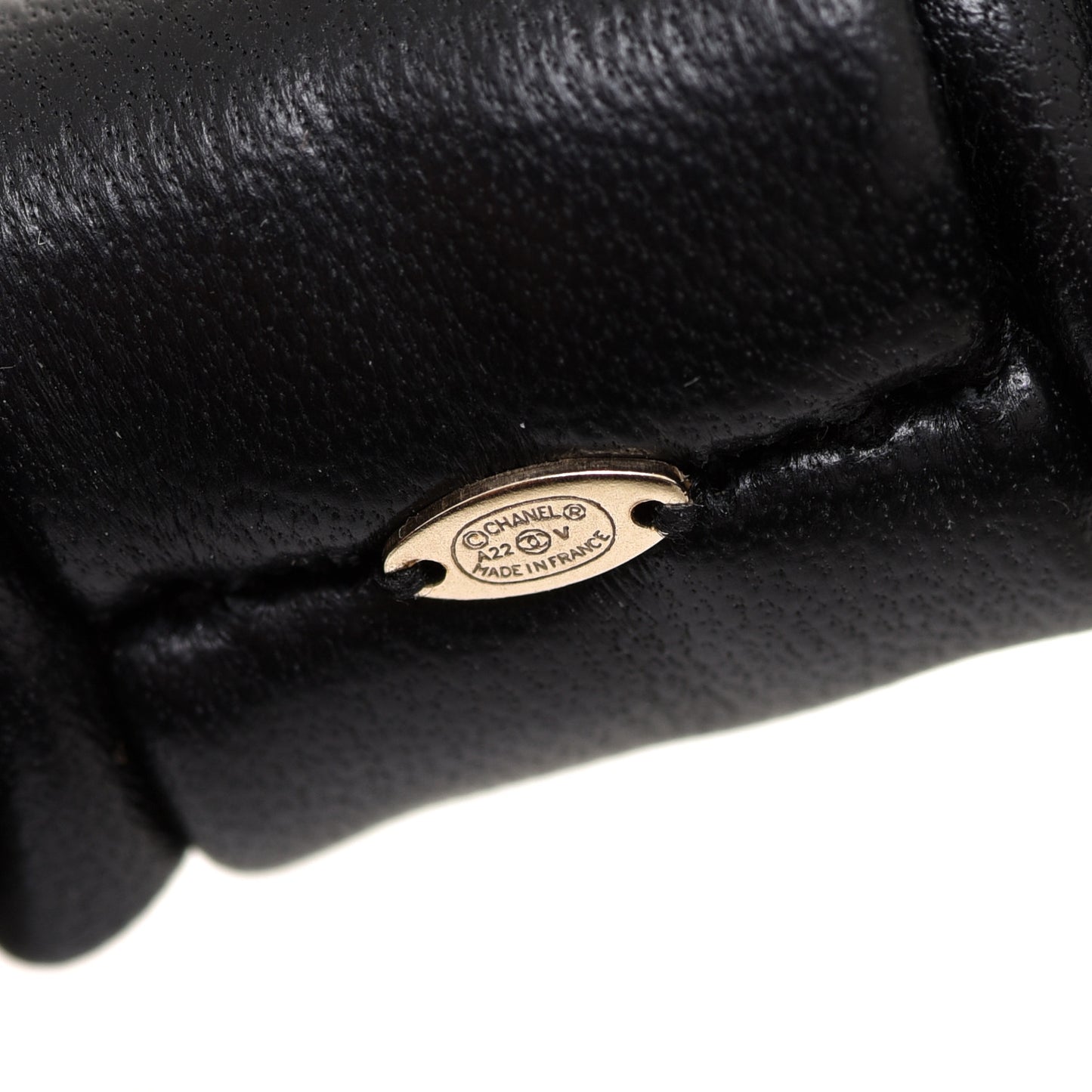 Lambskin Chain CC Hair Scrunchie Black Gold