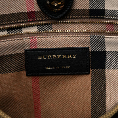 Burberry Suede Calfskin House Check Large Banner Tote Mahogany Red 7 of 16