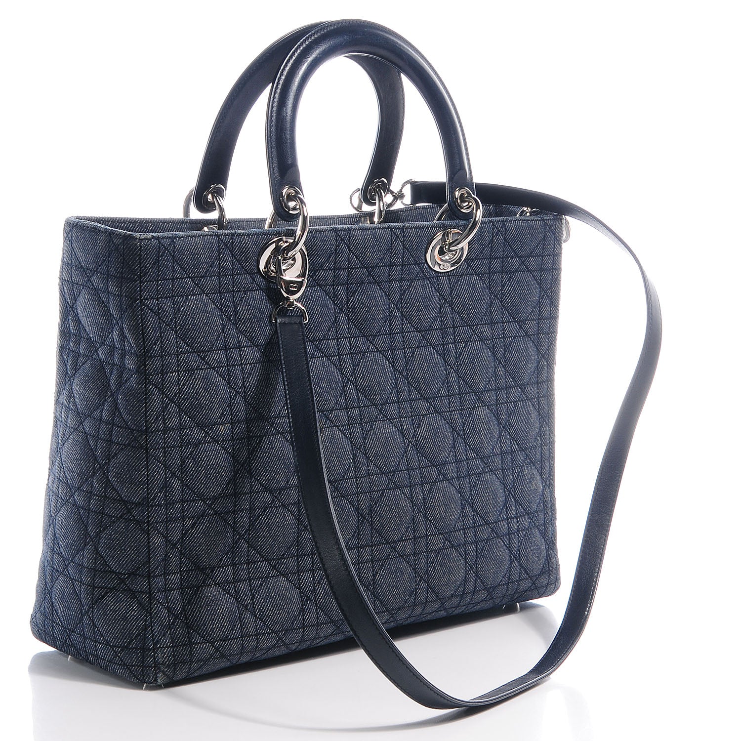 Christian Dior Denim Cannage Large Lady Dior 3 of 9
