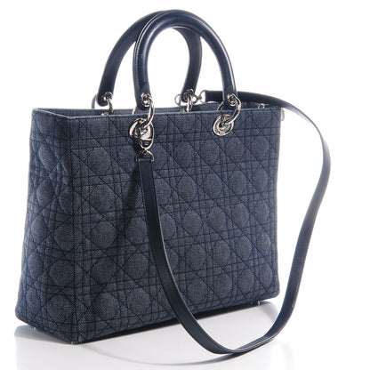 Christian Dior Denim Cannage Large Lady Dior 3 of 9