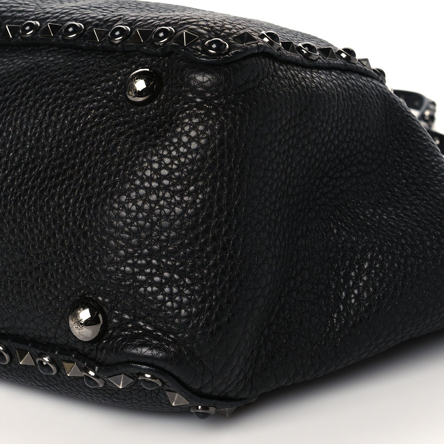 Valentino Garavani Grained Calfskin Onyx Medium Rockstud Rolling Tote Black 8 of 8