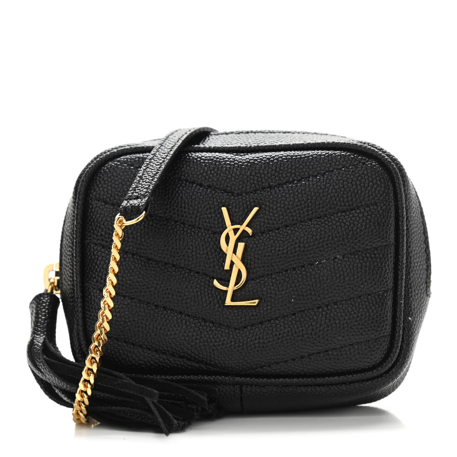 Saint Laurent Grain De Poudre Matelasse Monogram Baby Lou Camera Bag Black 1 of 12