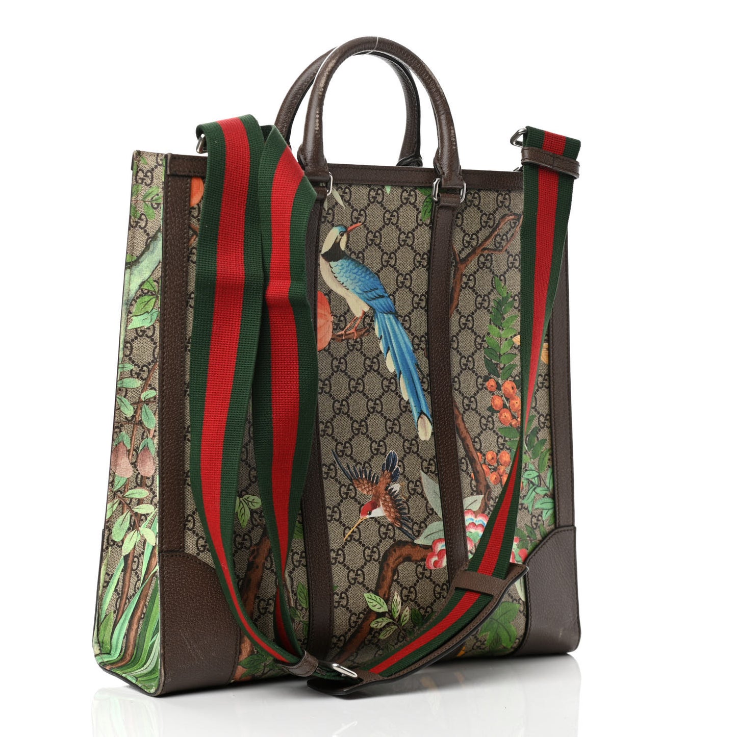 GG Supreme Monogram Tian Web Vertical Tote Beige Multicolor New Acero
