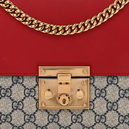 Gucci GG Supreme Monogram Calfskin Medium Padlock Shoulder Bag Beige Blue Hibiscus Red 9 of 11