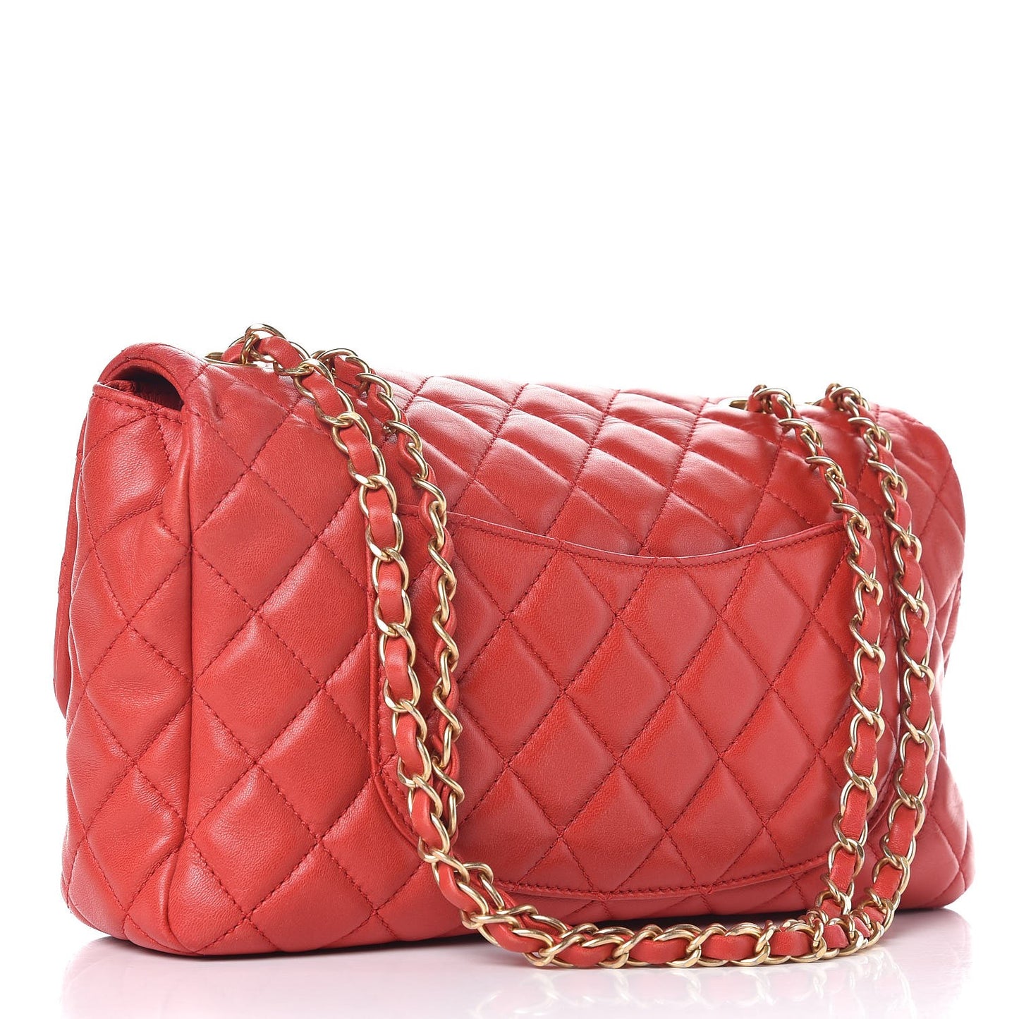 Lambskin Quilted Large Now and Forever Flap Red