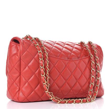 Chanel Lambskin Quilted Large Now and Forever Flap Red 4 of 13