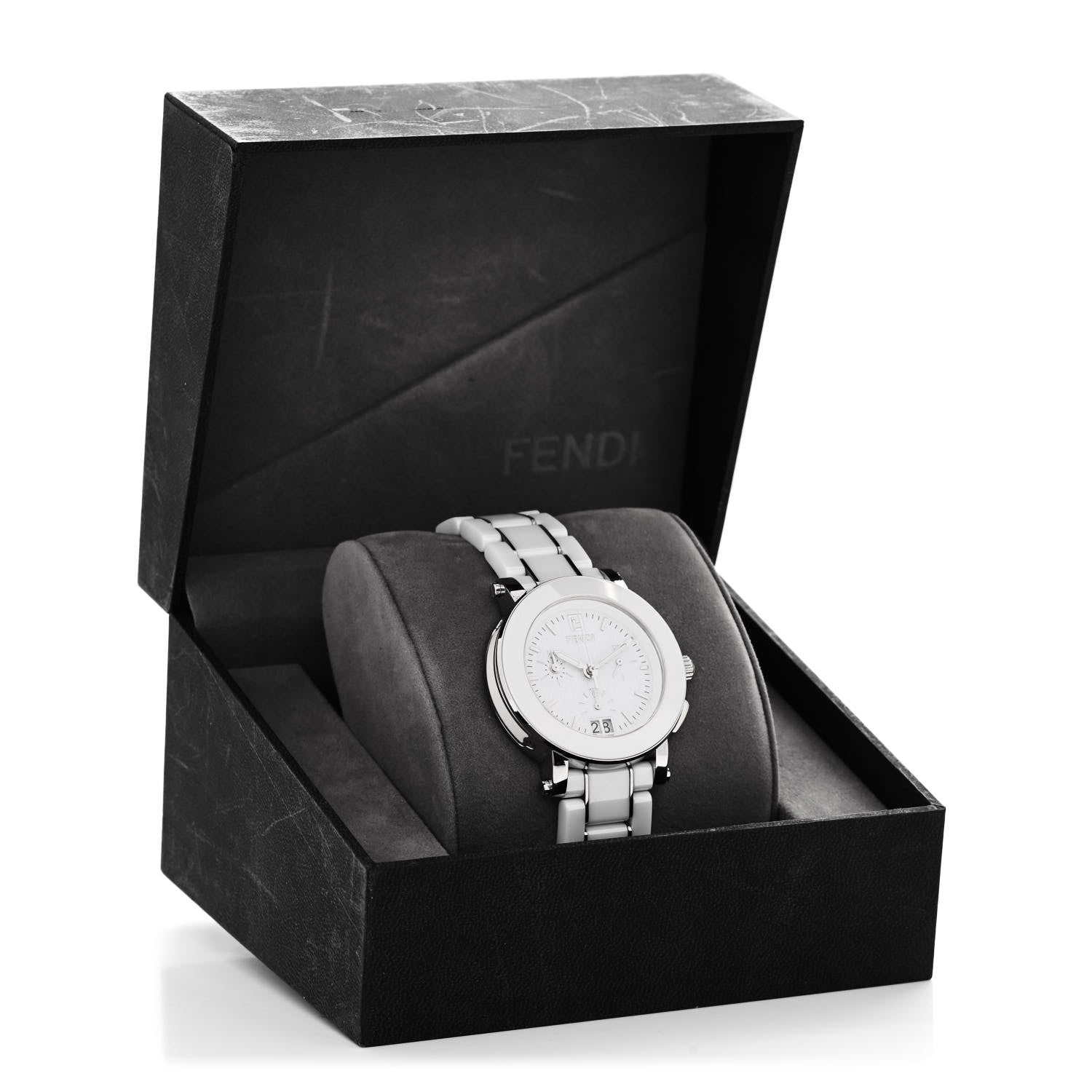 Fendi Stainless Steel Ceramic 38mm Chronograph Quartz Watch White