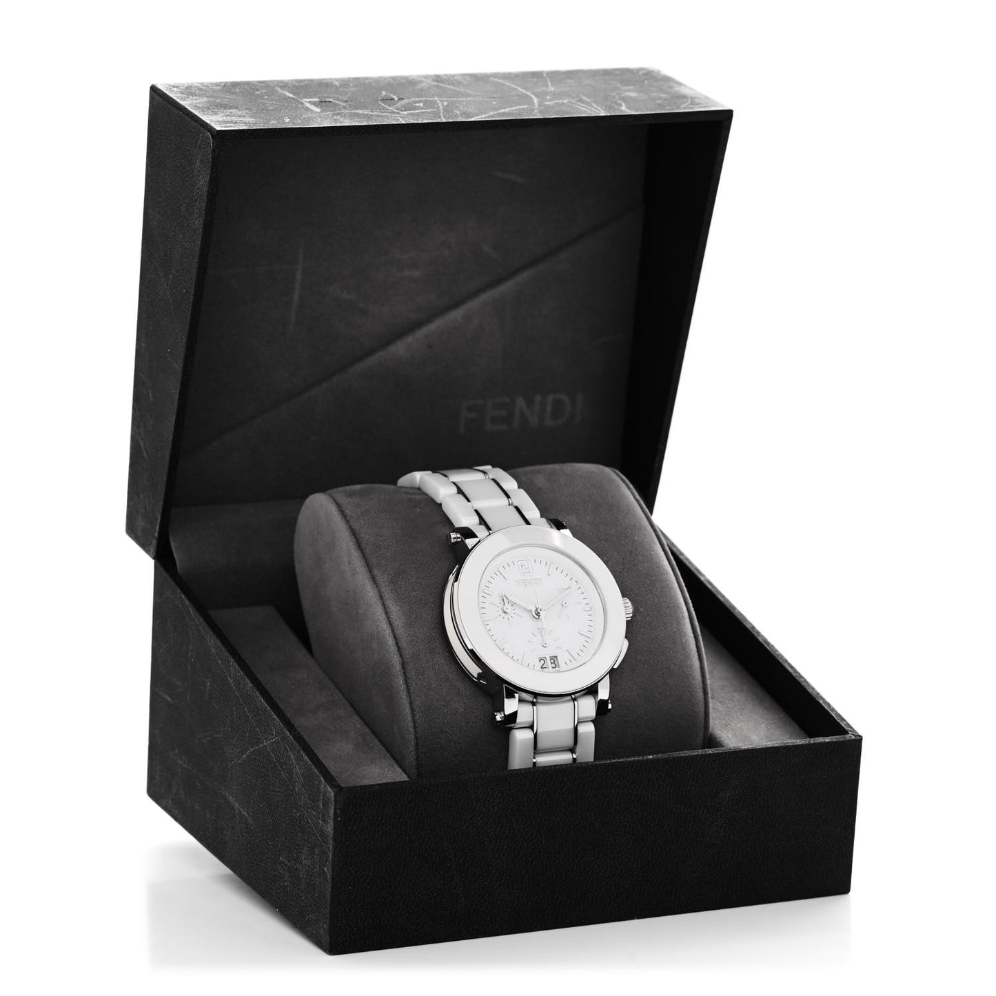 Stainless Steel Ceramic 38mm Chronograph Quartz Watch White