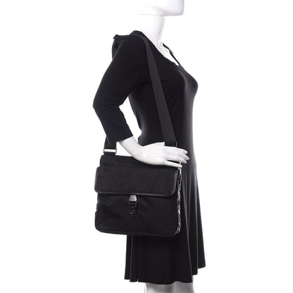 Prada Nylon Flat Messenger Bag Black 2 of 8