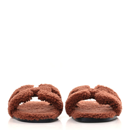 Hermes Woolskin Oran Sandals 39.5 Cognac 2 of 7