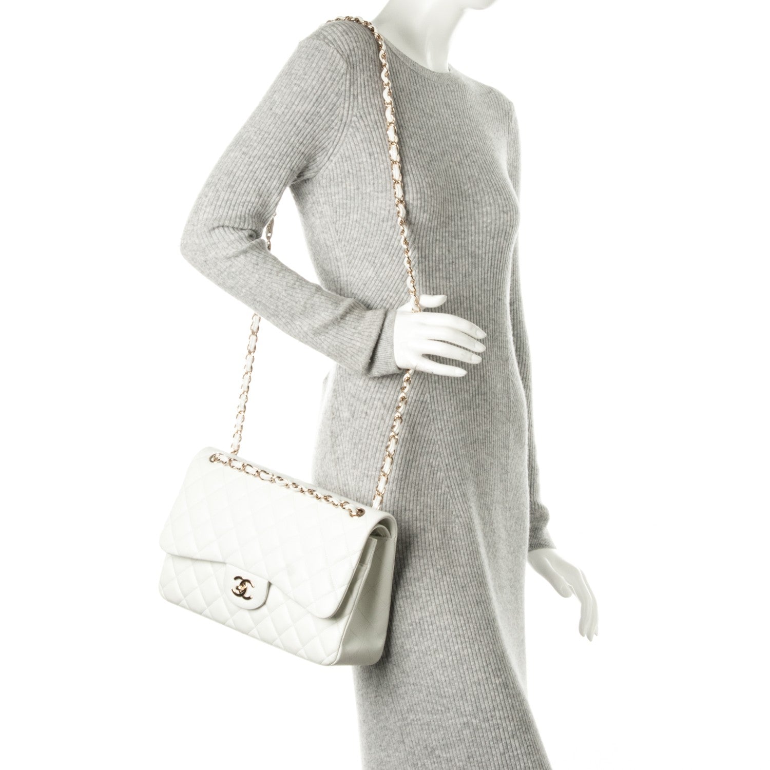 Chanel Lambskin Quilted Jumbo Double Flap White 3 of 8