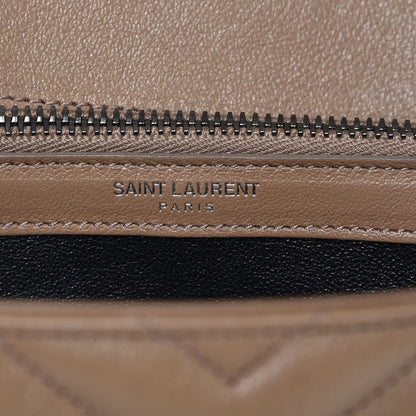 Saint Laurent Sheepskin Matelasse Chevron Monogram Medium College Bag Taupe 9 of 9