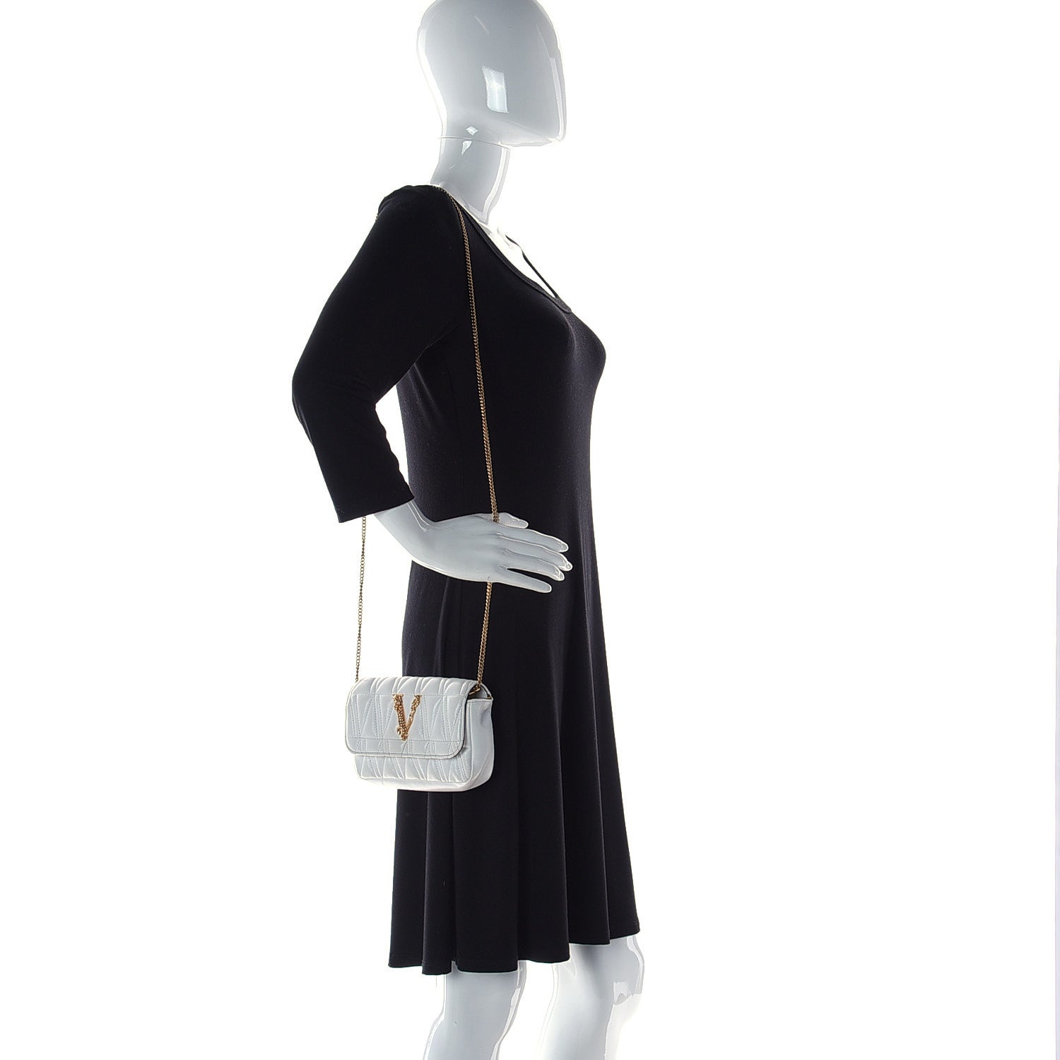 Versace Nappa Quilted Virtus Evening Bag White 2 of 8