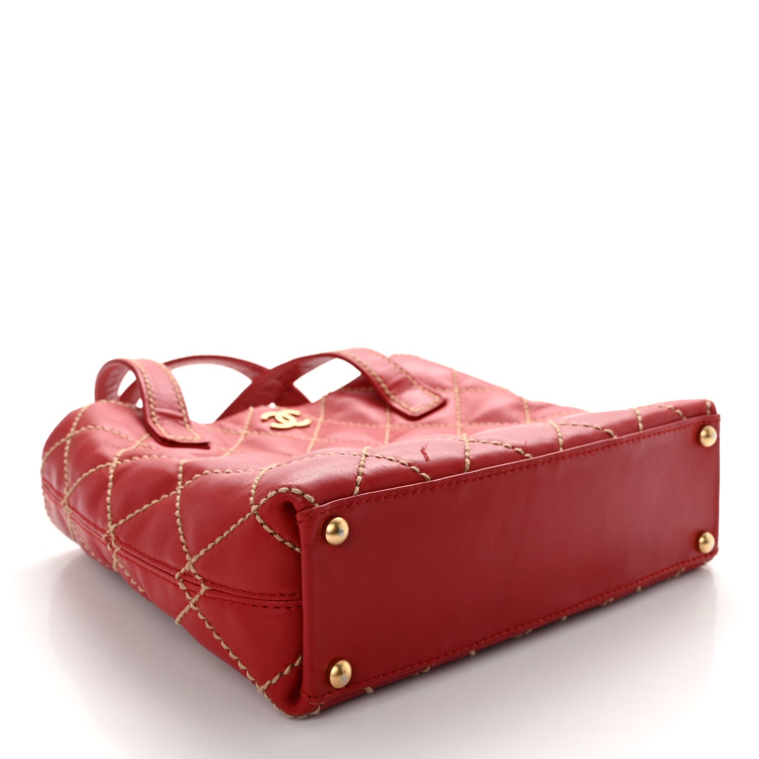 Chanel Calfskin Wild Stitch Tote Red 4 of 16