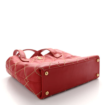 Chanel Calfskin Wild Stitch Tote Red 4 of 16