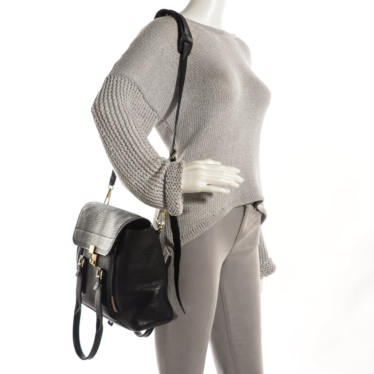 3.1 Textured Calfskin Medium Pashli Satchel Black