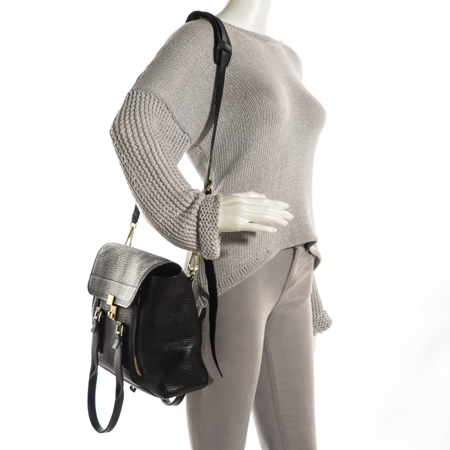 3.1 Phillip Lim 3.1 Textured Calfskin Medium Pashli Satchel Black 6 of 13