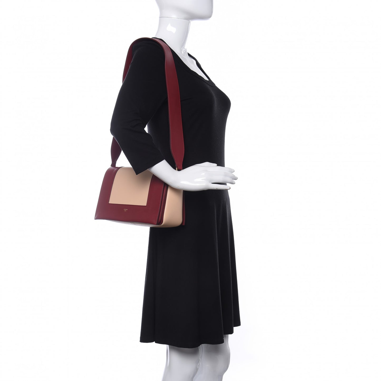 Shiny Smooth Calfskin Medium Frame Shoulder Bag Ruby Nude