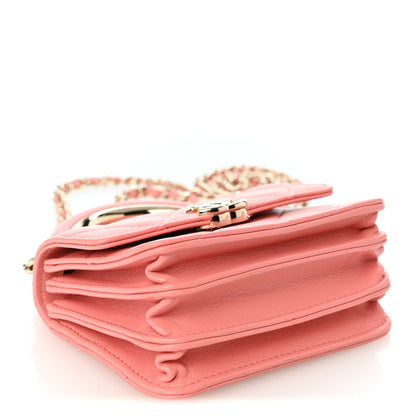 Chanel Lambskin Quilted Top Handle Flap Clutch With Chain Pink 4 of 10