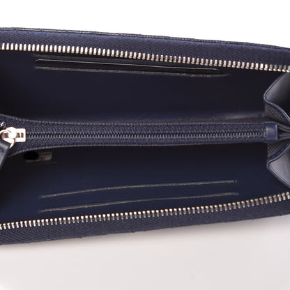 Chanel Caviar Chevron Quilted Small Zip Around Wallet Blue 5 of 9