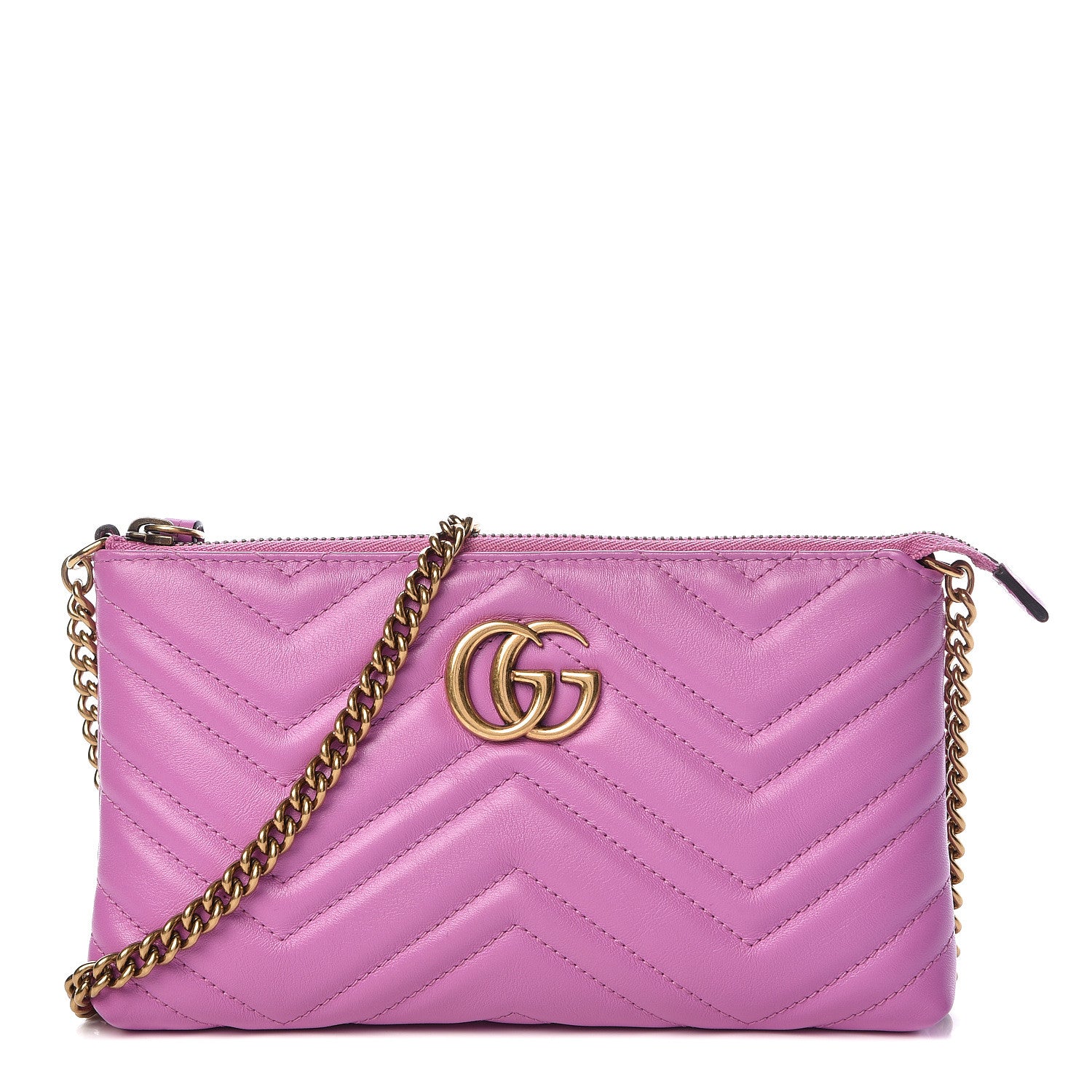 Gucci Calfskin Matelasse Mini GG Marmont Chain Bag Candy Mousse 1 of 11