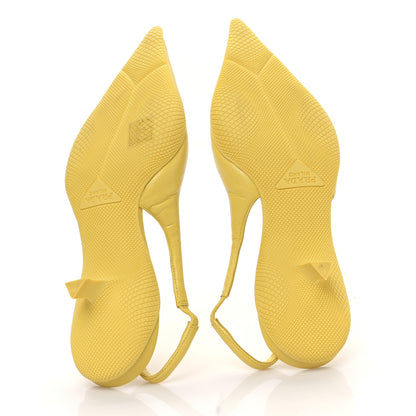 Prada Spazzolato Triangle Logo Pointed Toe 45mm Slingback Pumps 38 Ananas 5 of 8