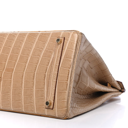 Hermes Lizard Alligator Ostrich Grand Marriage Ghillies Birkin 35 Poussiere Tabac Camel Sesame 8 of 8
