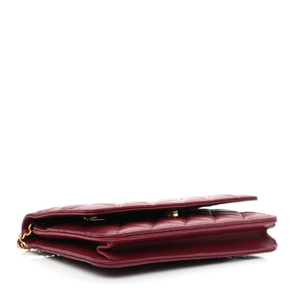 Chanel Lambskin Resin Quilted Coco Hearts Wallet On Chain WOC Burgundy 4 of 12