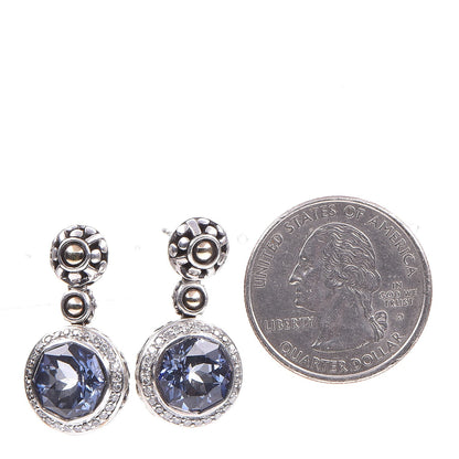 John Hardy Sterling Silver 18K Gold Iolite Diamond Drop Earrings 2 of 4