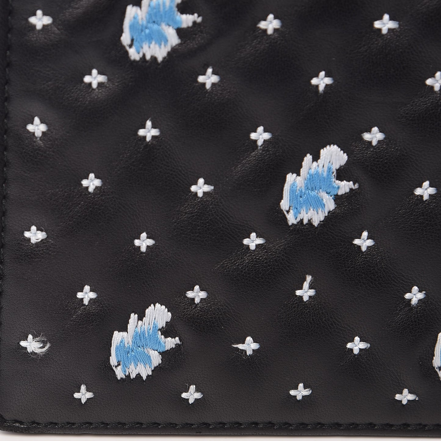 Lambskin Embroidered Medium Diorama Flap Bag Black