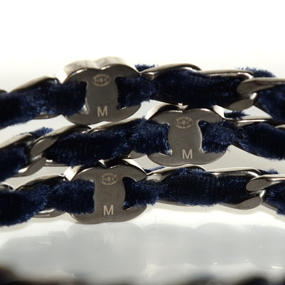 Chanel Velvet Chain Bangle Set of 3 Blue Silver M 4 of 5